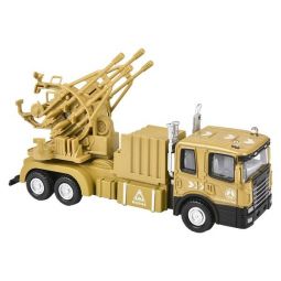 RI Novelty - Pull Back Die-Cast Metal Military Vehicle - STYLE #4 (Tan w/ Anti-Air Gun)(6 inch)