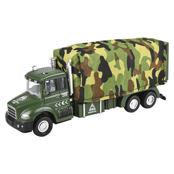 RI Novelty - Pull Back Die-Cast Metal Military Vehicle - STYLE #5 (Green Camo Truck)(6 inch)