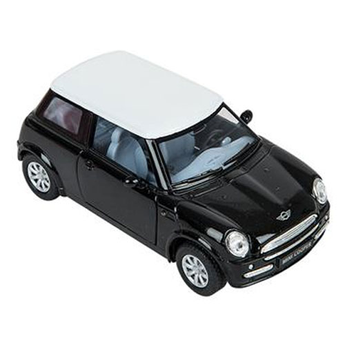 Rhode Island Novelty - Pull Back Die-Cast Metal Vehicle - MINI COOPER (Black)(5 inch)