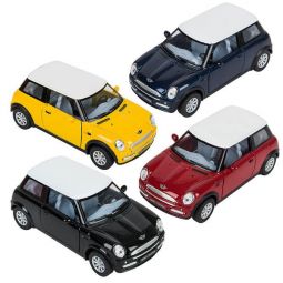 Rhode Island Novelty - Pull Back Vehicles - SET OF 4 MINI COOPERS (Yellow, Red Black & Blue)(5 inch)