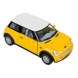 Rhode Island Novelty - Pull Back Die-Cast Metal Vehicle - MINI COOPER (Yellow)(5 inch)