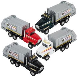RI Novelty - Pull Back Die-Cast Metal Vehicles - SET OF 4 SANITATION GARBAGE TRUCKS (6 inch)