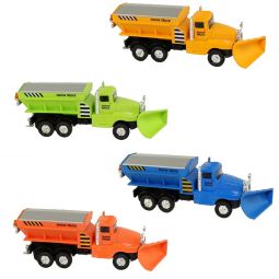 RI Novelty - Pull Back Die-Cast Metal Vehicles - SET OF 4 SNOW PLOW TRUCKS (6.5 inch)