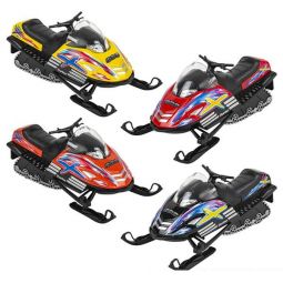 Rhode Island Novelty - Pull Back Die-Cast Vehicles - SET OF 4 TURBO SNOWMOBILES (5 inch)