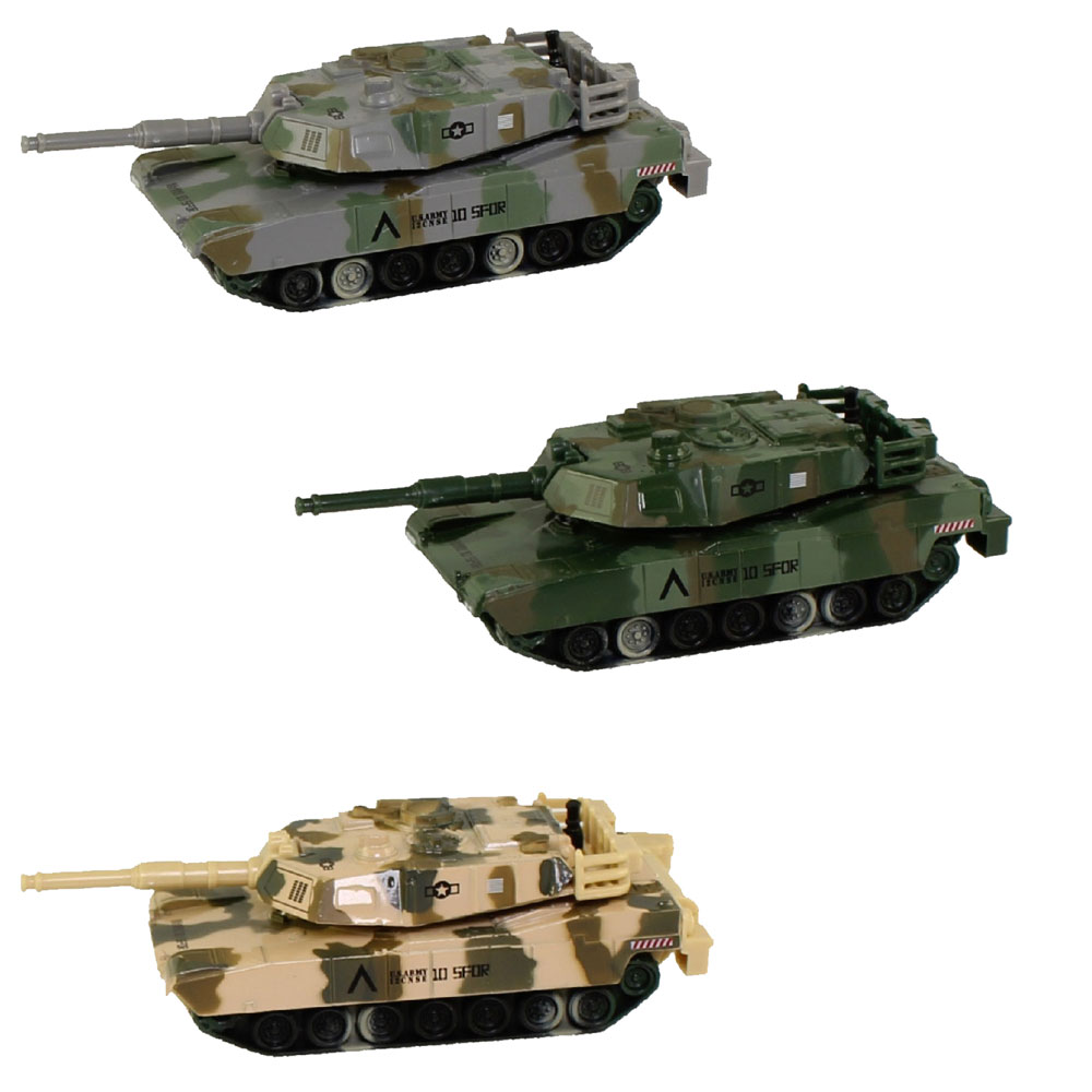 RI Novelty - Pull Back Die-Cast Metal Vehicles - SET OF 3 TANKS  (10SFOR)(4.5 inch)