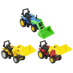 Rhode Island Novelty - Pull Back Die-Cast Metal Vehicles - SET OF 3 SCOOP TRACTORS (6 inch)