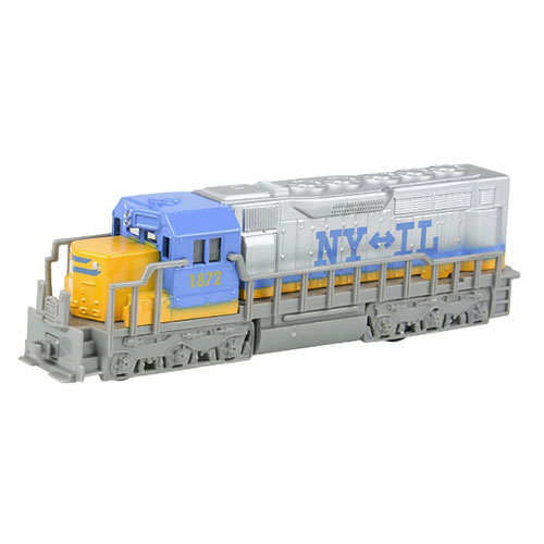 Rhode Island Novelty Pull Back Die Cast Vehicle FREIGHT TRAIN NY IL Blue Yellow 7 inch
