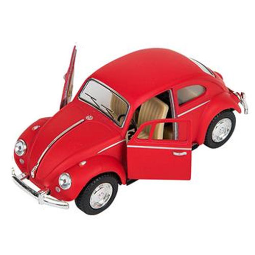 Rhode Island Novelty - Pull Back Die-Cast Metal Vehicle - 1967 VOLKSWAGEN BEETLE (Red)(5 inch)