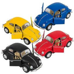 Rhode Island Novelty - Pull Back Die-Cast Metal Vehicle - SET OF 4 1967 VOLKSWAGEN BEETLES (5 inch)