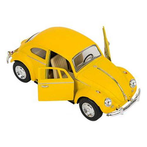 Rhode Island Novelty - Pull Back Die-Cast Metal Vehicle - 1967 VOLKSWAGEN BEETLE (Yellow)(5 inch)