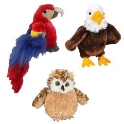 Adventure Planet Plush Animal Den - SET OF 3 BIRDS (Eagle, Scarlet Macaw & Owl)