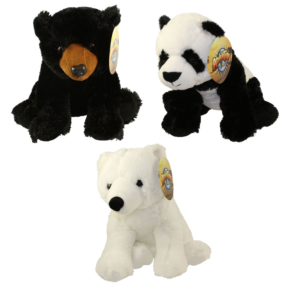Adventure Planet Plush - SET OF 3 BEARS (Polar, Panda & Black Bears)(14 inch)