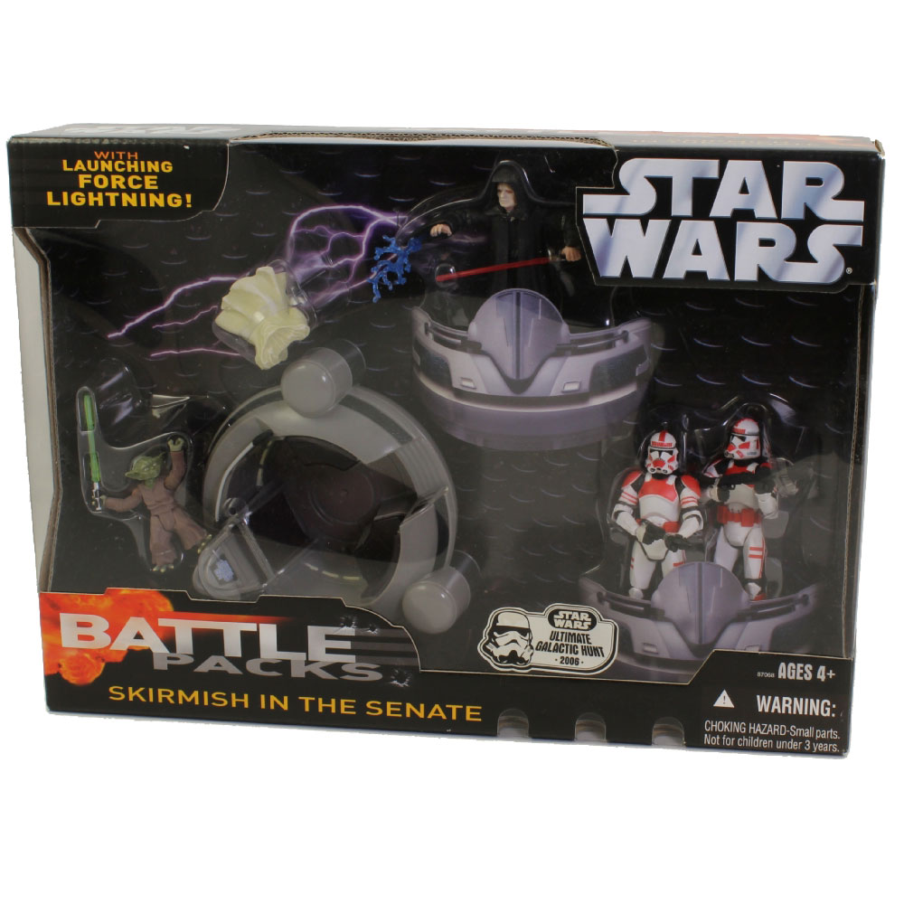 Star Wars Action Figure Set - Battle Packs - SKIRMISH IN THE SENATE (Yoda, Emperor Palpatine +2)