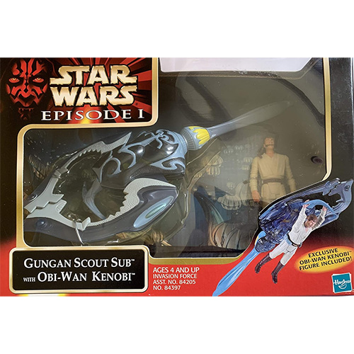 Star Wars Episode 1 Vehicle Figure Set - GUNGAN SCOUT SUB with OBI-WAN ...