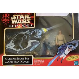 Star Wars Episode 1 Vehicle Figure Set - GUNGAN SCOUT SUB with OBI-WAN KENOBI