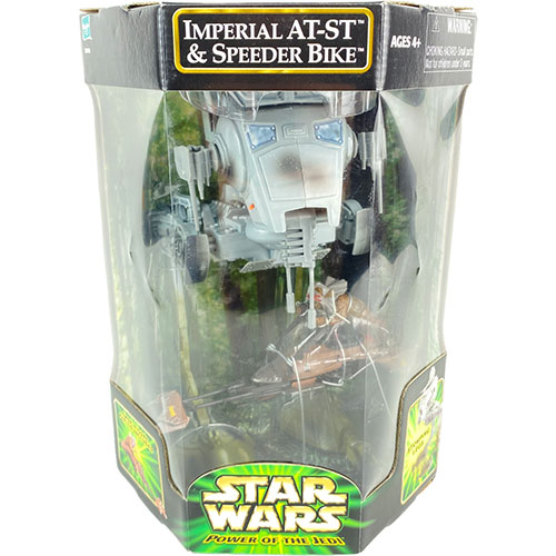 Star Wars Power of the Jedi Vehicle Set - IMPERIAL AT-ST & SPEEDER BIKE [Ewok Figure Included]