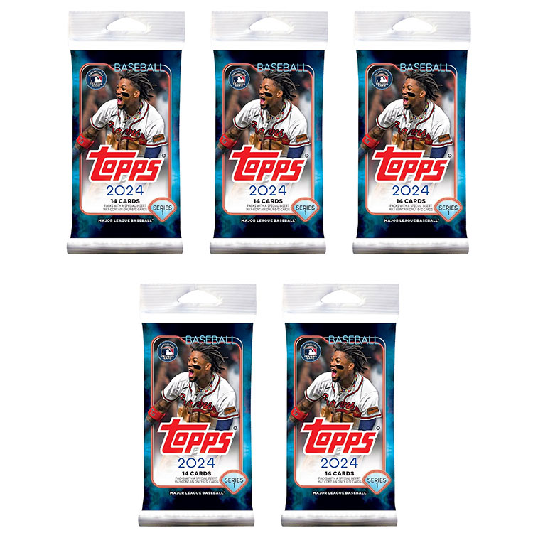 Topps Major League Baseball (MLB) Trading Cards 2024 Series One PACKS [5 Pack Lot] BBToyStore