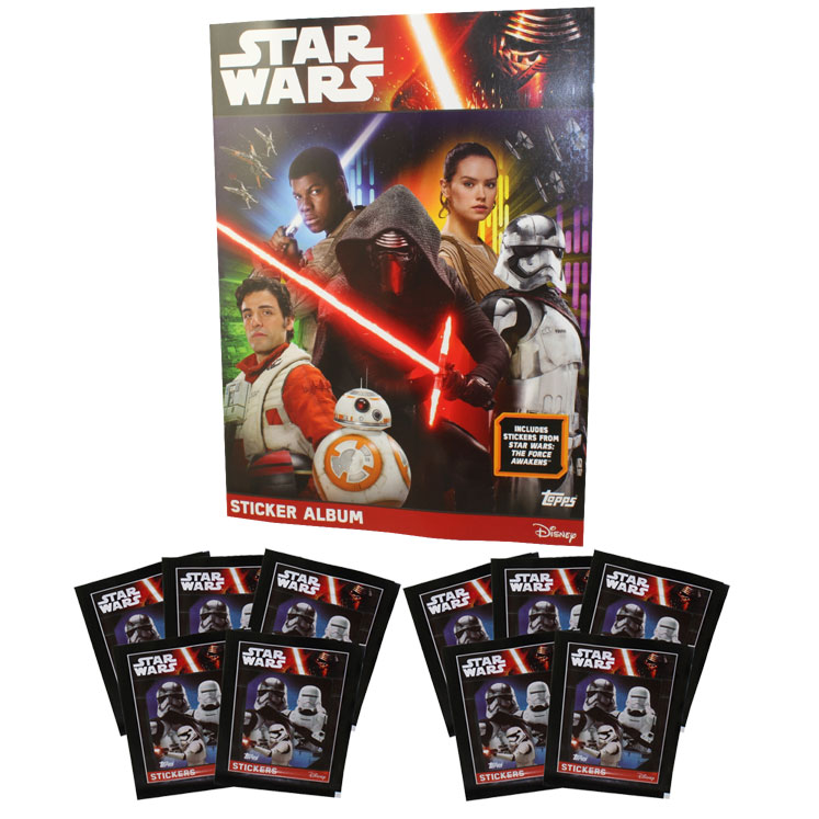 Topps Collectible Stickers - Star Wars The Force Awakens Series 1 - ALBUM & 10 PACKS