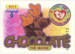 TY Beanie Babies BBOC Card - Series 1 Original 9 (BLUE) - CHOCOLATE (#/3510)