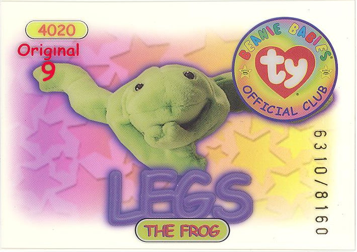 TY Beanie Babies BBOC Card - Series 1 Original 9 (RED) - LEGS (#/8160)