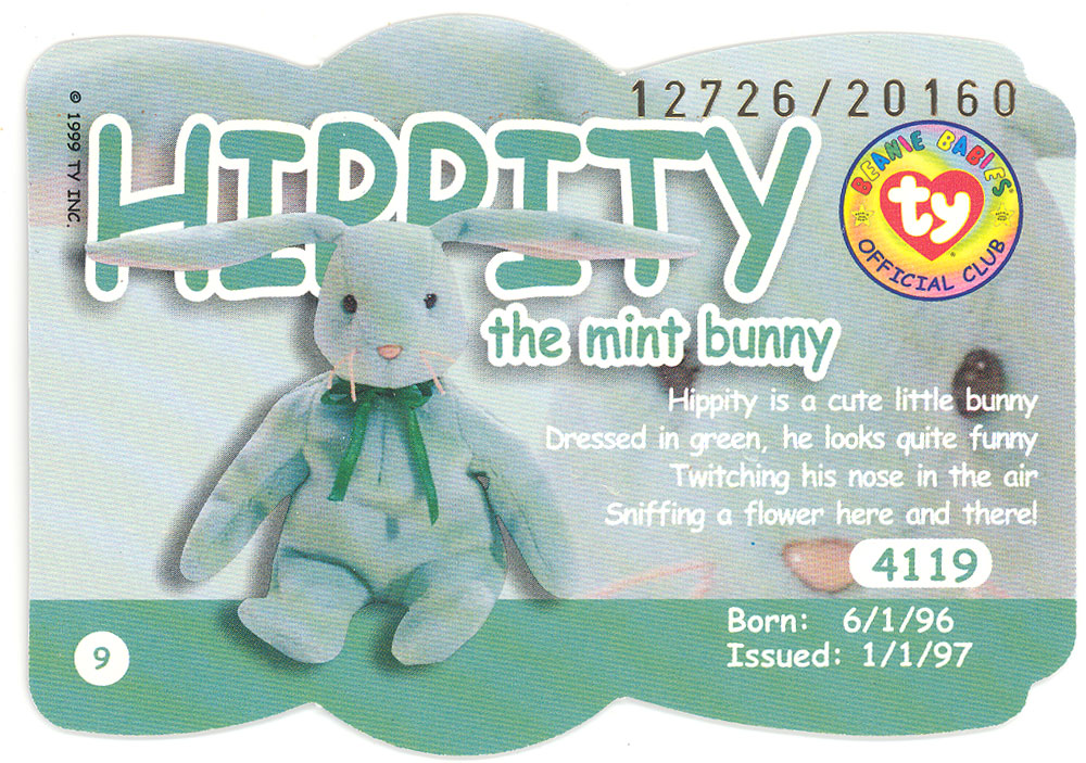 TEAL Series 3 Birthday TY Beanie Babies BBOC Card - FLIP the White Cat -NM/M 