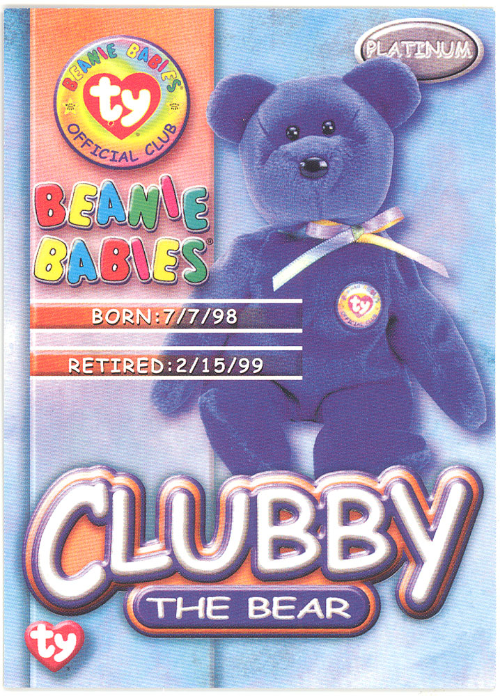 TY Beanie Babies BBOC Card - Platinum Edition - CLUBBY the Bear