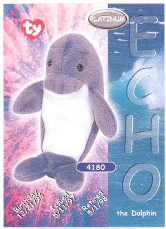 TY Beanie Babies BBOC Card - Platinum Edition - ECHO the Dolphin