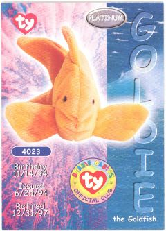 TY Beanie Babies BBOC Card - Platinum Edition - GOLDIE the Goldfish