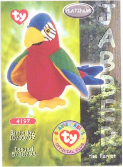 TY Beanie Babies BBOC Card - Platinum Edition - JABBER the Parrot