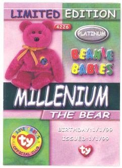 TY Beanie Babies BBOC Card - Platinum Edition - MILLENIUM the Bear