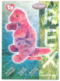 TY Beanie Babies BBOC Card - Platinum Edition - REX the Tyrannosaurus