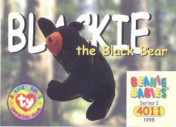 TY Beanie Babies BBOC Card - Series 1 Common - BLACKIE the Black Bear