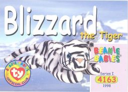 TY Beanie Babies BBOC Card - Series 1 Common - BLIZZARD the tiger