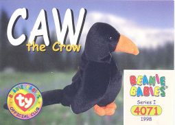 TY Beanie Babies BBOC Card - Series 1 Common - CAW the Crow