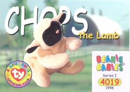 TY Beanie Babies BBOC Card - Series 1 Common - CHOPS the Lamb