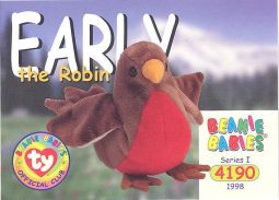 TY Beanie Babies BBOC Card - Series 1 Common - EARLY the Robin