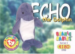 TY Beanie Babies BBOC Card - Series 1 Common - ECHO the Dolphin