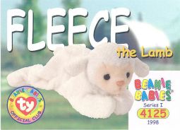 TY Beanie Babies BBOC Card - Series 1 Common - FLEECE the Lamb