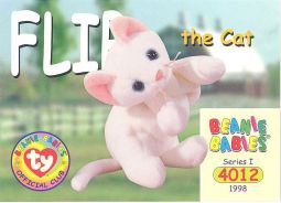 TY Beanie Babies BBOC Card - Series 1 Common - FLIP the Cat
