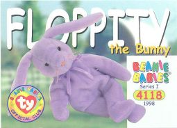 TY Beanie Babies BBOC Card - Series 1 Common - FLOPPITY the Bunny