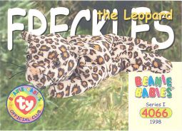 TY Beanie Babies BBOC Card - Series 1 Common - FRECKLES the Leopard