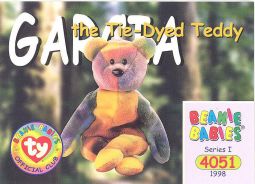 TY Beanie Babies BBOC Card - Series 1 Common - GARCIA the Tie-dyed Bear