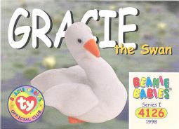 TY Beanie Babies BBOC Card - Series 1 Common - GRACIE the Swan