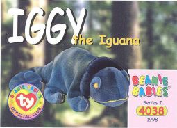 TY Beanie Babies BBOC Card - Series 1 Common - IGGY the Iguana