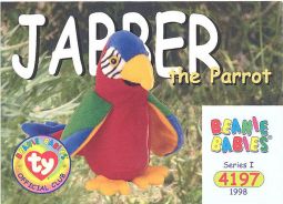 TY Beanie Babies BBOC Card - Series 1 Common - JABBER the Parrot