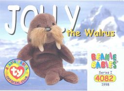 TY Beanie Babies BBOC Card - Series 1 Common - JOLLY the Walrus