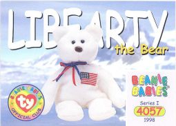 TY Beanie Babies BBOC Card - Series 1 Common - LIBEARTY the Bear