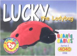 TY Beanie Babies BBOC Card - Series 1 Common - LUCKY the Ladybug