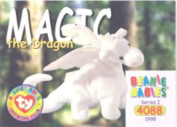 TY Beanie Babies BBOC Card - Series 1 Common - MAGIC the Dragon