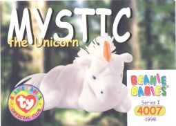 TY Beanie Babies BBOC Card - Series 1 Common - MYSTIC the Unicorn